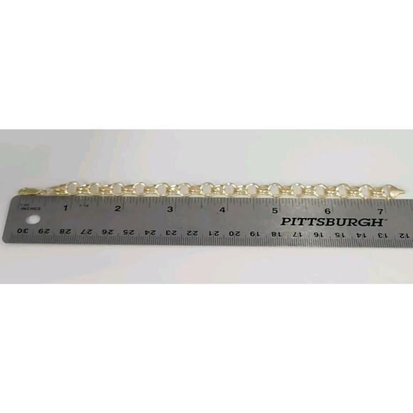 14k Yellow Gold Double Row Chain Link Bracelet 7.2" - Picture 7 of 9